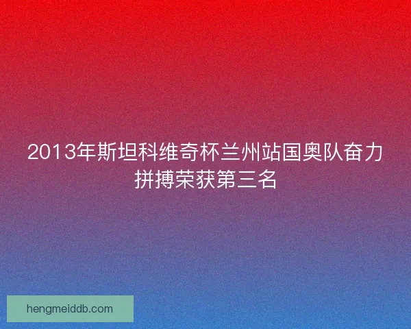 2013年斯坦科维奇杯兰州站国奥队奋力拼搏荣获第三名
