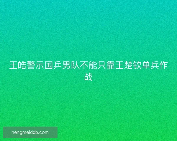 王皓警示国乒男队不能只靠王楚钦单兵作战