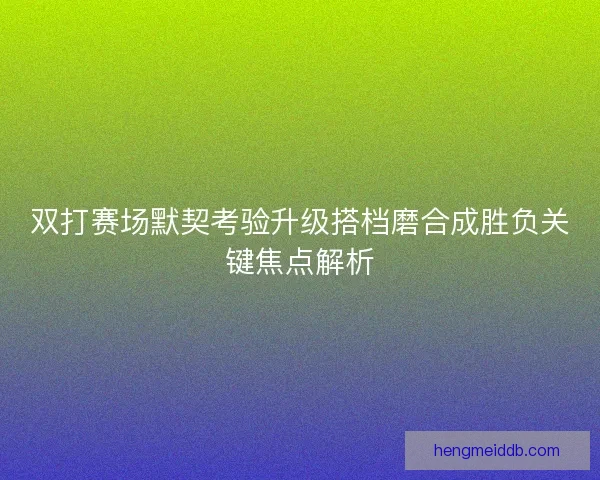 双打赛场默契考验升级搭档磨合成胜负关键焦点解析